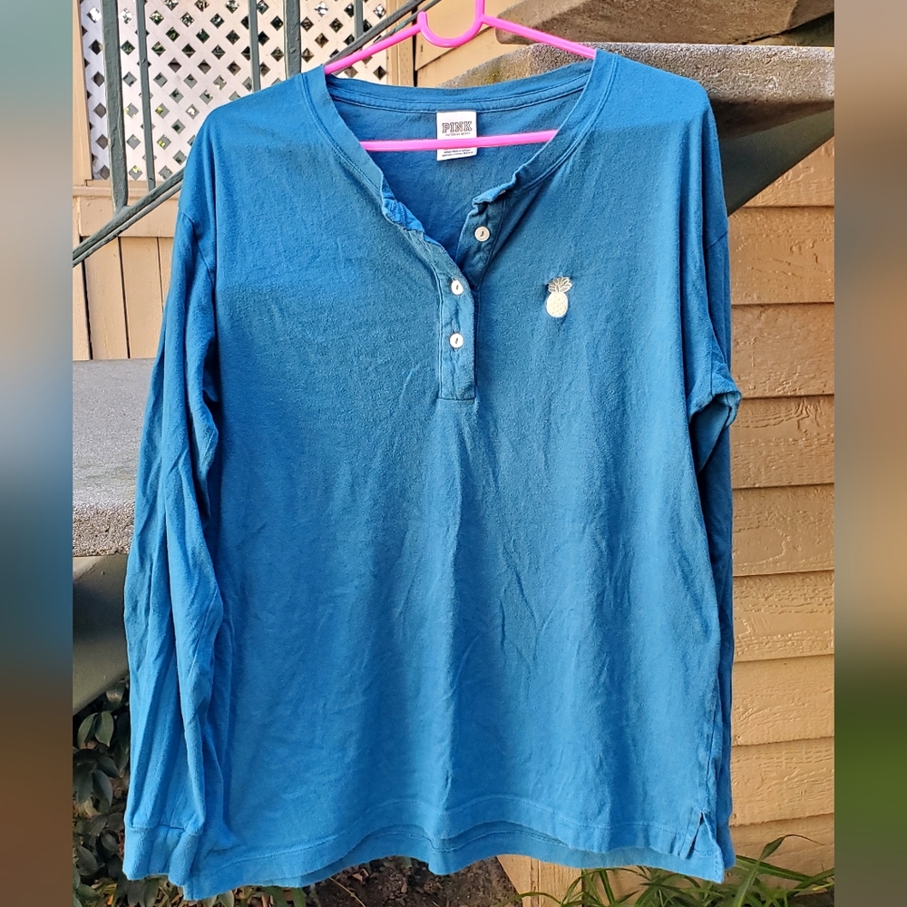 PINK Victoria's Secret Blue Long Sleeve Tee Soft Lightweight